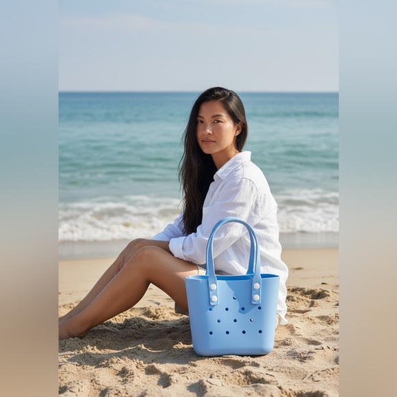 Handbags - Perforated Wash Bag 1pc Blue Color Dopamine EVA Beach Bag